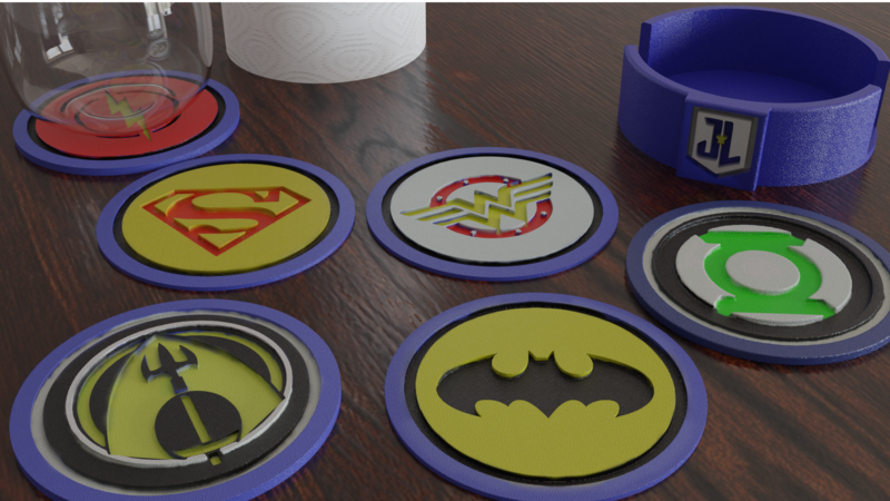 ▪ Justice League 6 Coaster Set 🥤 + Case 🌟