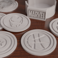  ▪ KIT 6 COASTERS 🥤 MARVEL + MARVEL CASE 🌟 - Thumbnail 1