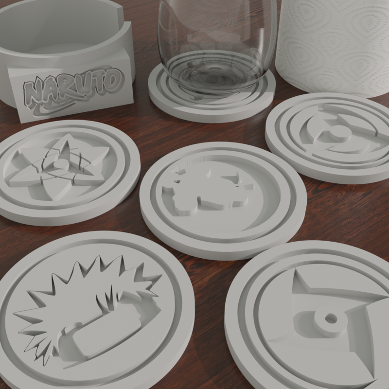 ▪ KIT 6 COASTER HOLDER 🥤 NARUTO 🦊🍜🍥 + PERSONALIZED CASE 🌟