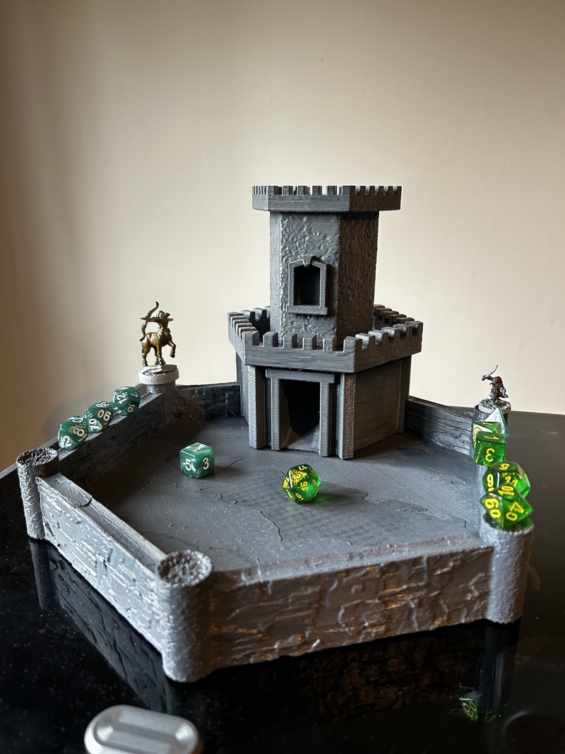 Attachable dice tower and dice tray