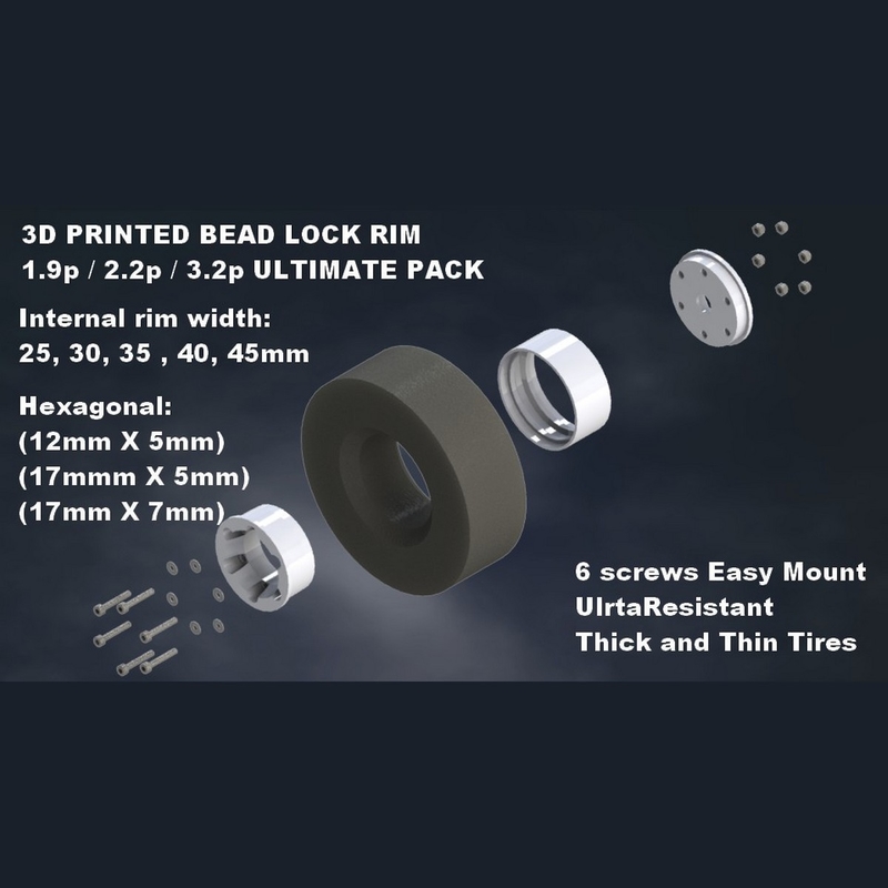 BEADLOCK RIM 1.9p 2.2p 3.2p ULTIMATE PACK Hexa 17 12