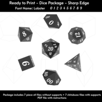 Dice Set – Ready to Print -  Lobster Font - Thumbnail 1