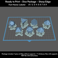 Dice Set – Ready to Print -  Lobster Font - Thumbnail 9