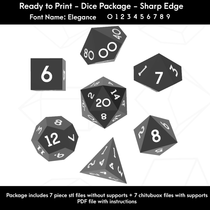 Dice Set – Ready to Print - Elegance Font