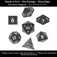 Dice Set – Ready to Print - Elegance Font - Thumbnail 1