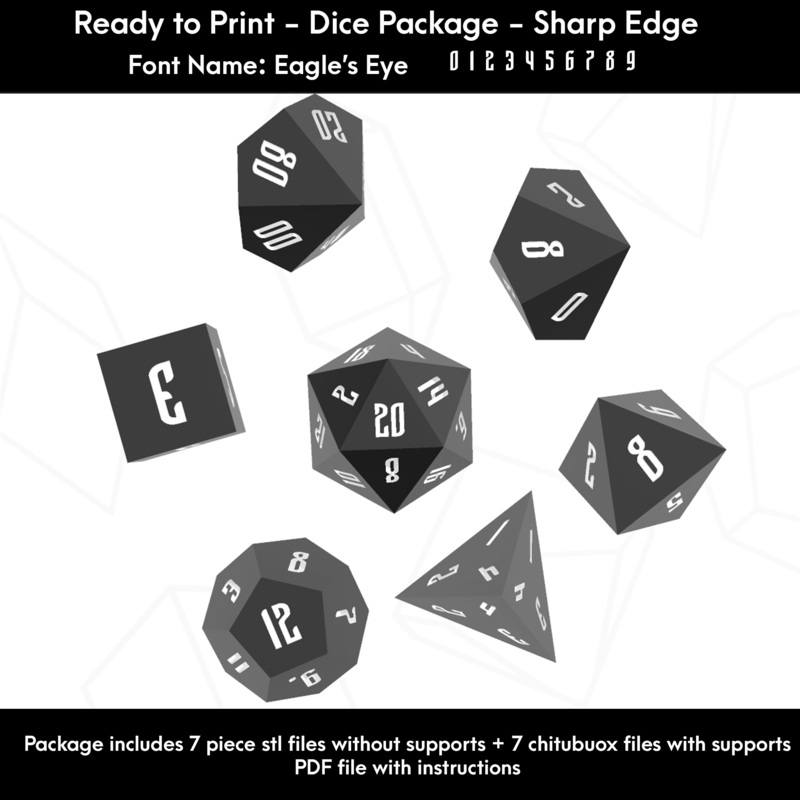 Dice Set – Ready to Print - Eagle's Eye  Font