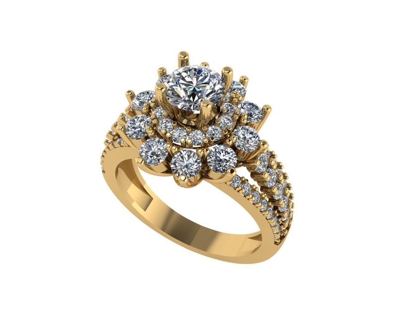 Diamond ring design 3d render