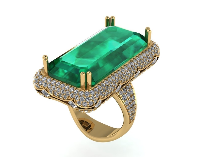 Diamond ring design 3d render