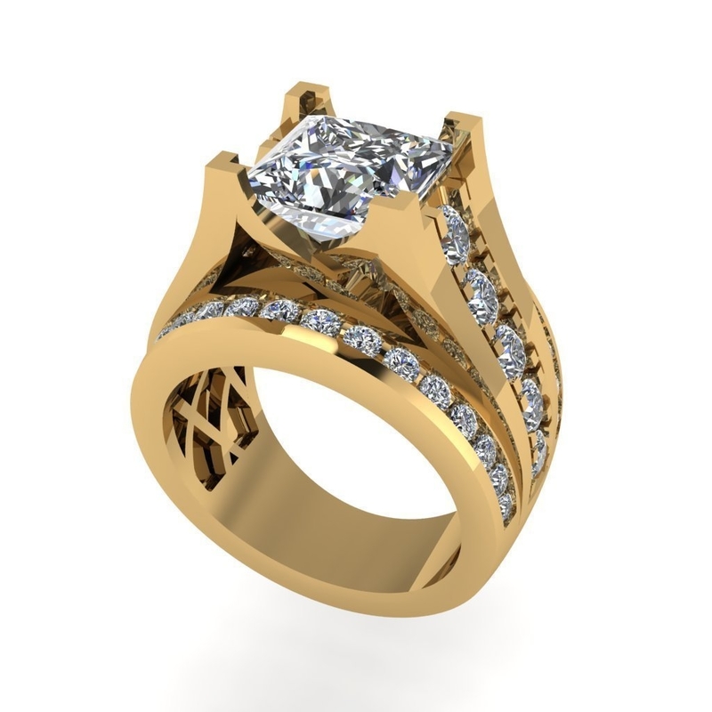 Diamond ring design 3d render