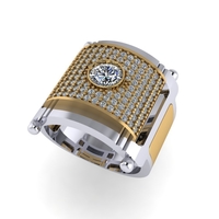 Men diamond ring 3d render - Thumbnail 8