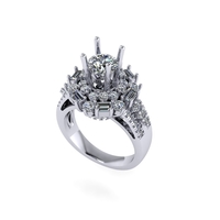 Women diamond engagement ring 3d render - Thumbnail 3