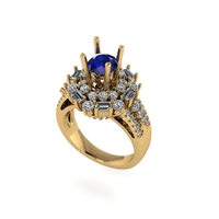 Women diamond engagement ring 3d render - Thumbnail 6