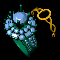 Women diamond engagement ring 3d render - Thumbnail 8