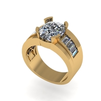 Men diamond ring 3d render - Thumbnail 1
