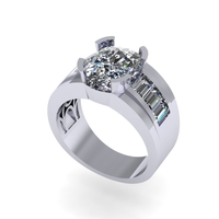 Men diamond ring 3d render - Thumbnail 3