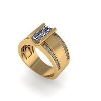 Men diamond ring 3d render - Thumbnail 1