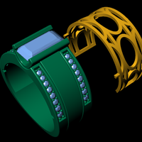 Men diamond ring 3d render - Thumbnail 2