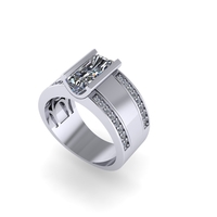 Men diamond ring 3d render - Thumbnail 5