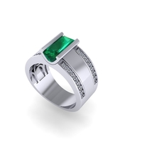 Men diamond ring 3d render - Thumbnail 6