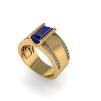 Men diamond ring 3d render - Thumbnail 8