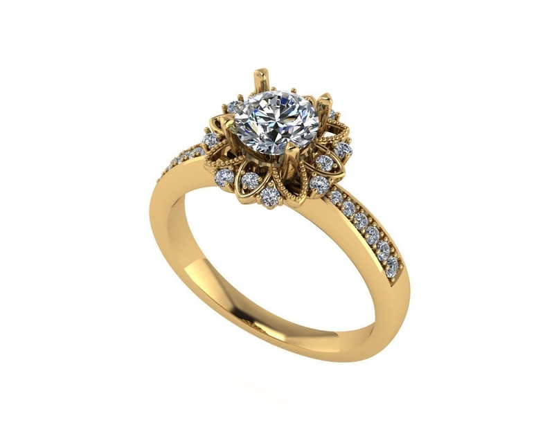 Women diamond engagement ring 3d render