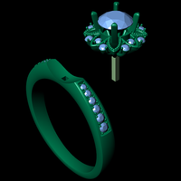 Women diamond engagement ring 3d render - Thumbnail 11