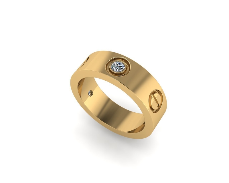 Cartier diamond ring 3D render