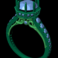 Women diamond engagement ring 3d render - Thumbnail 9