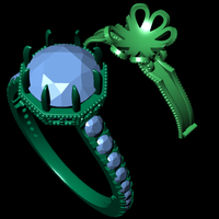 Women diamond engagement ring 3d render - Thumbnail 11