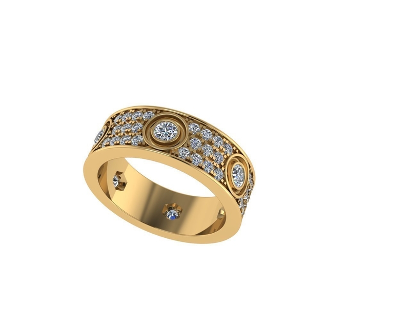 Women Cartier diamond ring 3D render