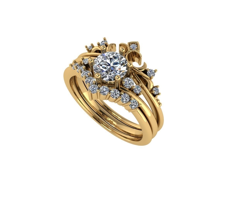 Women diamond engagement ring 3d render