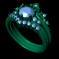 Women diamond engagement ring 3d render - Thumbnail 9