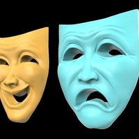 "Happy and Sad" Theater Masks Comedy and Tragedy - Thumbnail 1