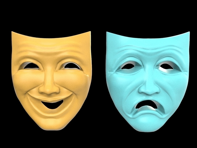 "Happy and Sad" Theater Masks Comedy and Tragedy