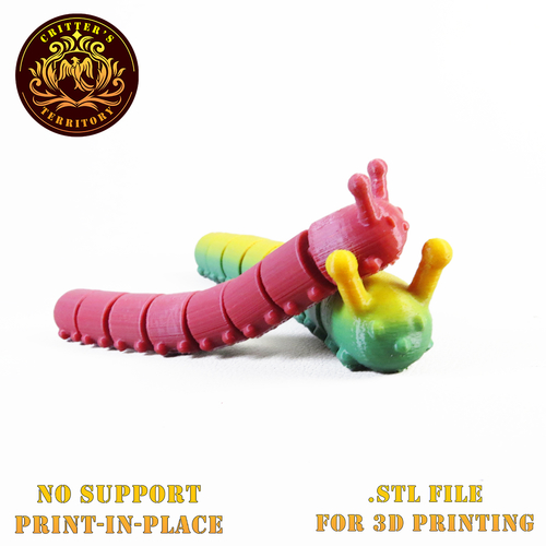 3D Printed Articulated Green Worm by Critters Territory | Pinshape