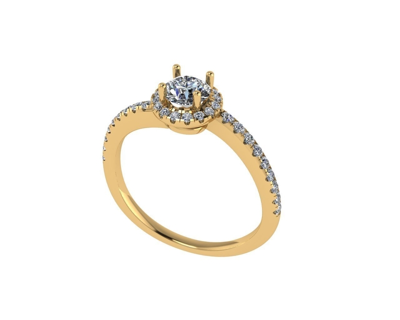 Women diamond engagement ring 3d render