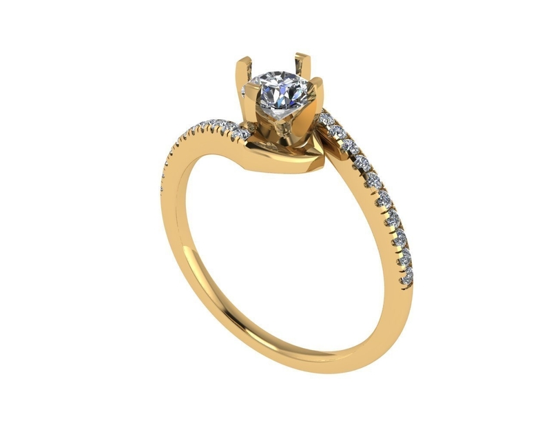 Women diamond engagement ring 3d render