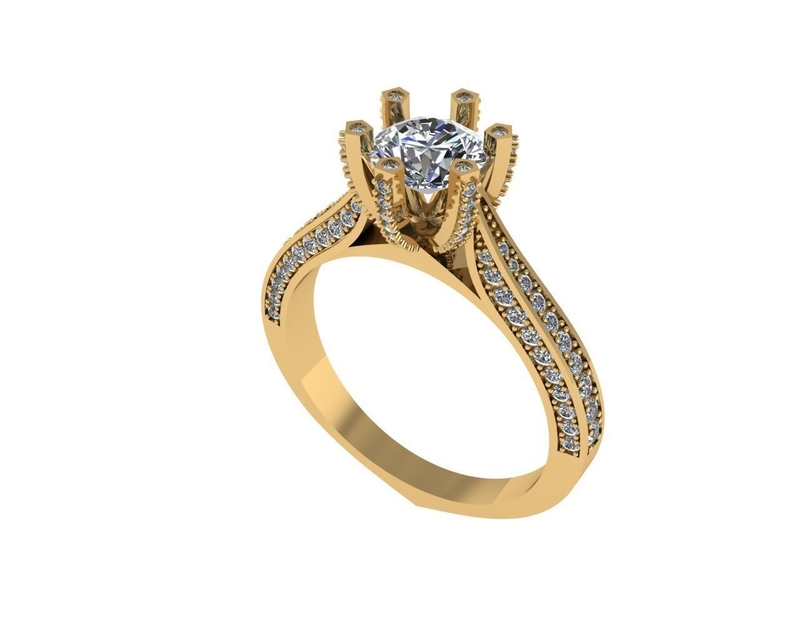 Women diamond engagement ring 3d render