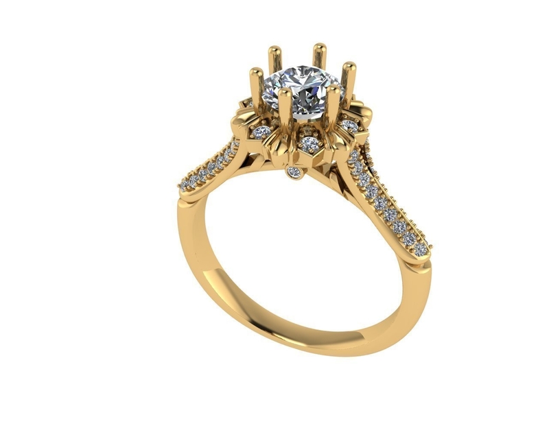 Women diamond engagement ring 3d render