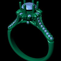 Women diamond engagement ring 3d render - Thumbnail 5