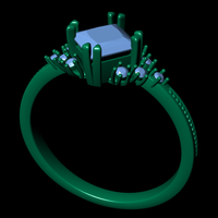 Women diamond ring 3d render - Thumbnail 4