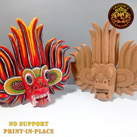 Fire Devil Mask - Print in Place - No Support - Thumbnail 3