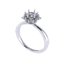 Women diamond engagement ring 3d render - Thumbnail 3