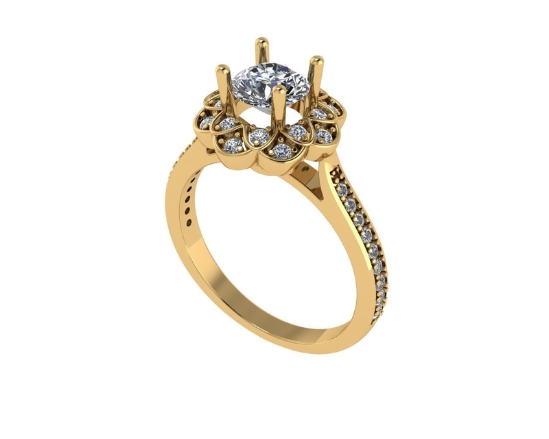 Women diamond engagement ring 3d render