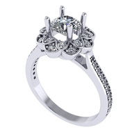 Women diamond engagement ring 3d render - Thumbnail 3