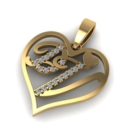 Diamond pendant 3d render - the letter DV - Thumbnail 1