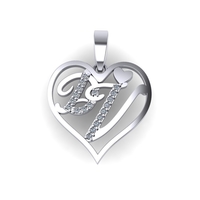 Diamond pendant 3d render - the letter DV - Thumbnail 4