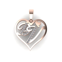 Diamond pendant 3d render - the letter DV - Thumbnail 5