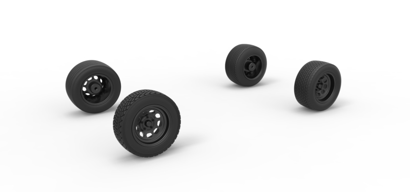 Wheel set of BriSCA Formula 1 Stock Car for Asphalt Scale 1:25