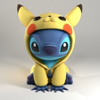 stitch with pikachu pajamas - Thumbnail 1
